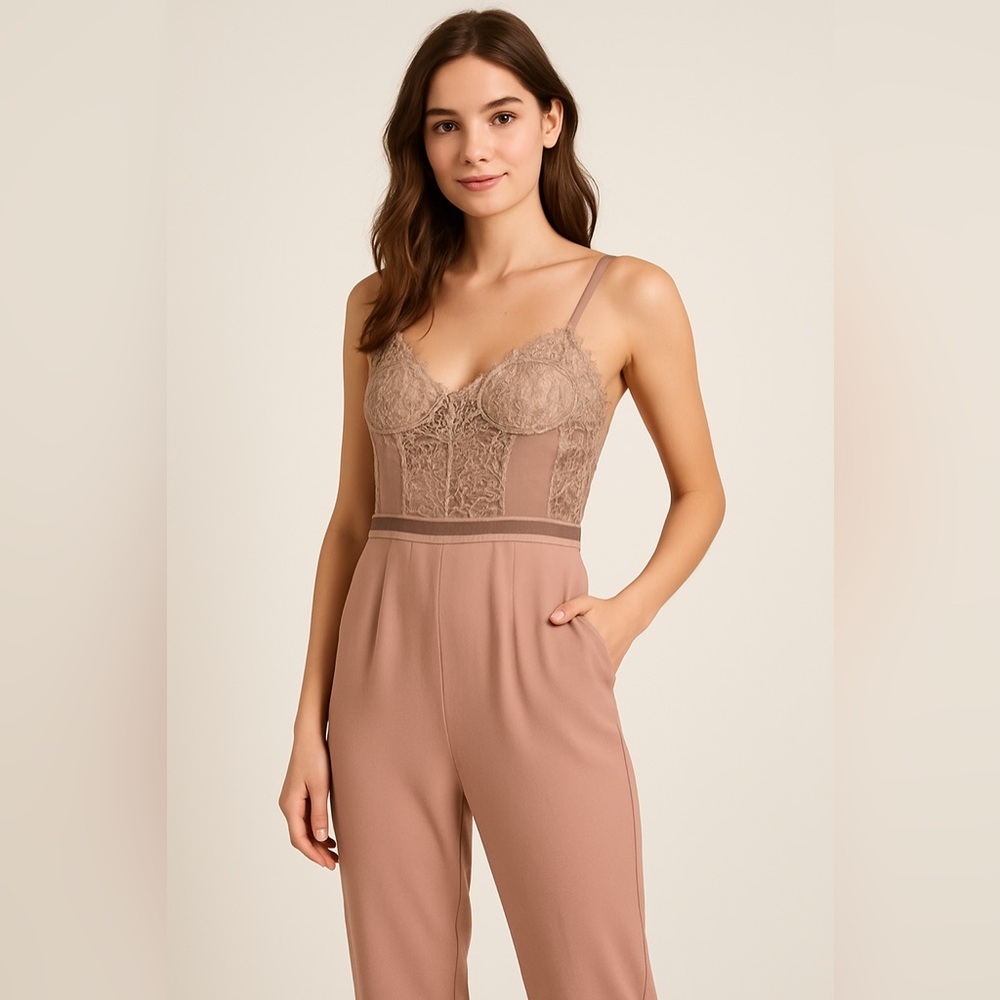 ASOS Lace Bodice Pink Jumpsuit Women’s Size 4 US (36 EU / 8 UK) Feminine corset